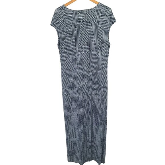 Chico's 2 Women's Blue pattern Maxi Dress Size large Rayon knit cap sleeve - Picture 10 of 10